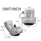 Beige Boucle Swivel Recliner with Phone Holder, Adjustable Headrest, and Backrest