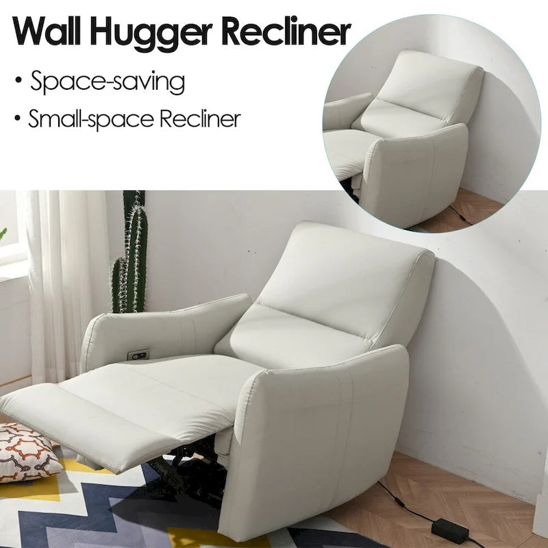Power Recliner Wall Hugger,Small Power Recliner for Living Room,Electric Recliner for small space,Reclining Sofa