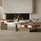 Modern Stylish Cloud Shape Solid Wood Coffee Table Set 3 Nesting Tables