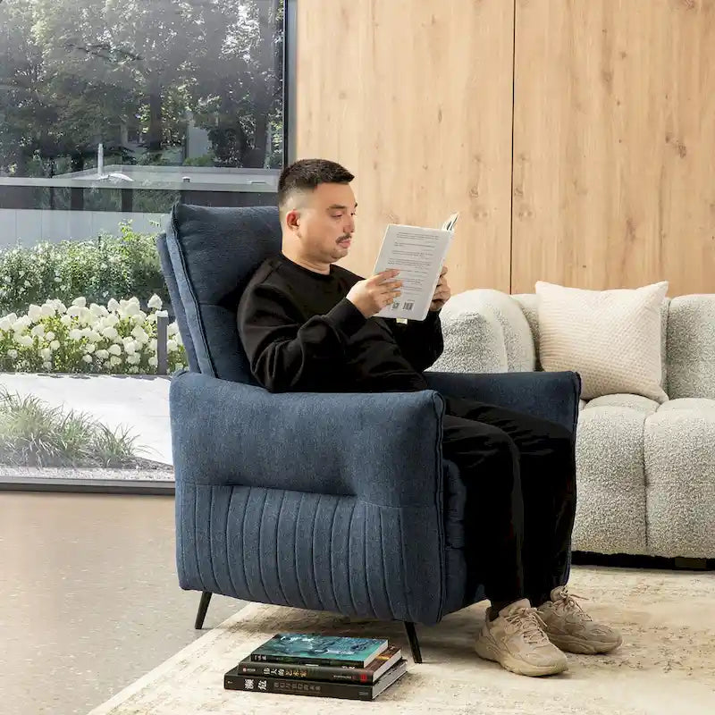 Glitzhome 41H Fabric Push Back Recliner With Ergonomic Segmented Back