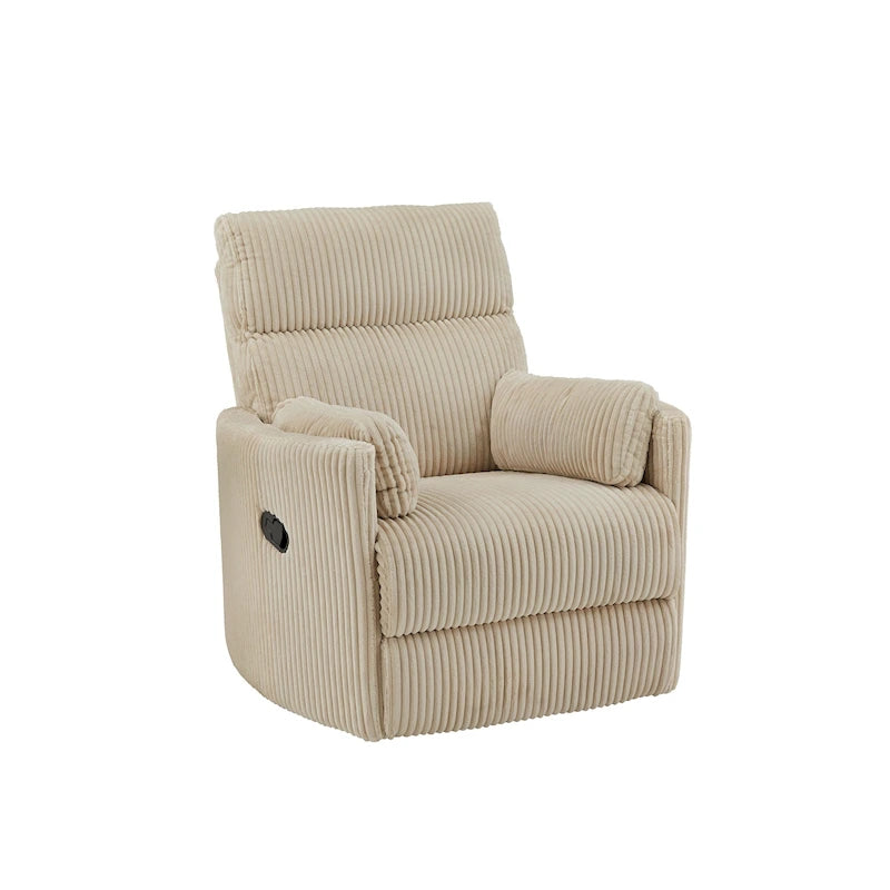Montclair Plush Corduroy Fabric Manual Swivel Glider Recliner by iNSPIRE Q Classic