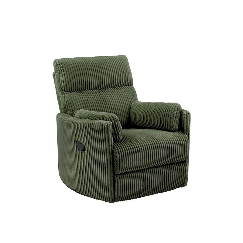 Montclair Plush Corduroy Fabric Manual Swivel Glider Recliner by iNSPIRE Q Classic