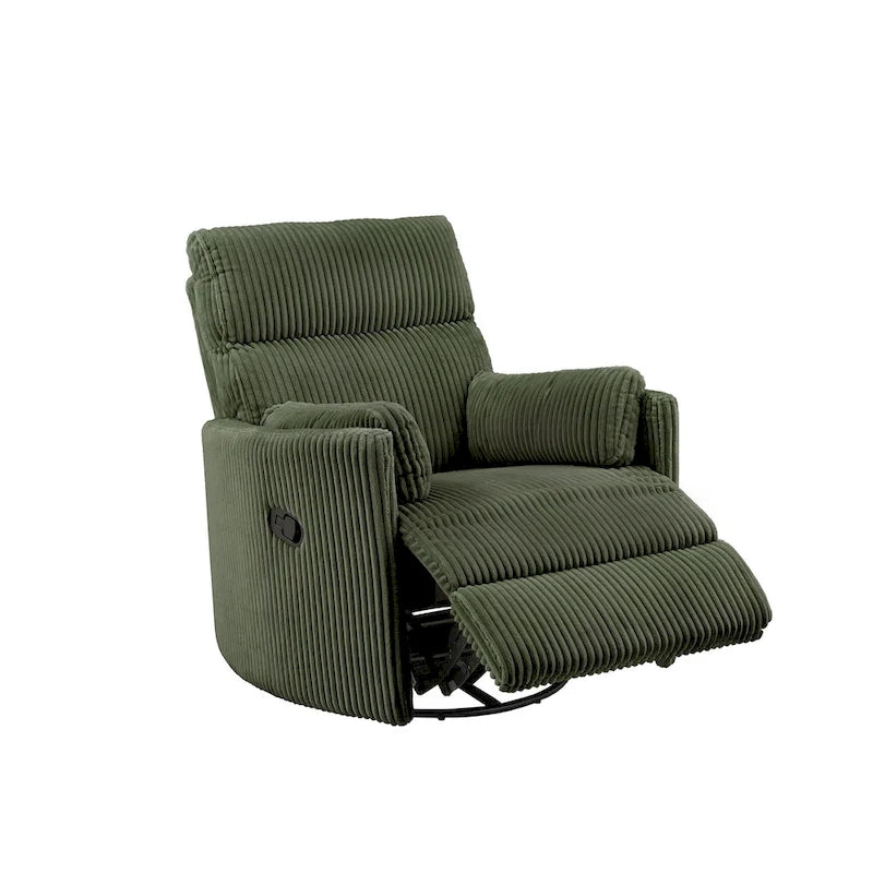 Montclair Plush Corduroy Fabric Manual Swivel Glider Recliner by iNSPIRE Q Classic