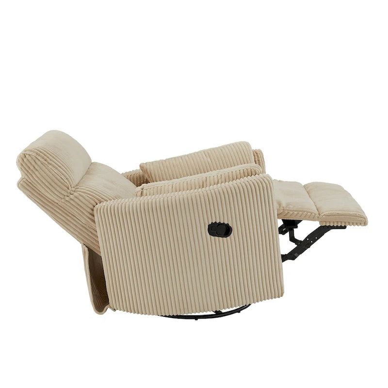 Montclair Plush Corduroy Fabric Manual Swivel Glider Recliner by iNSPIRE Q Classic