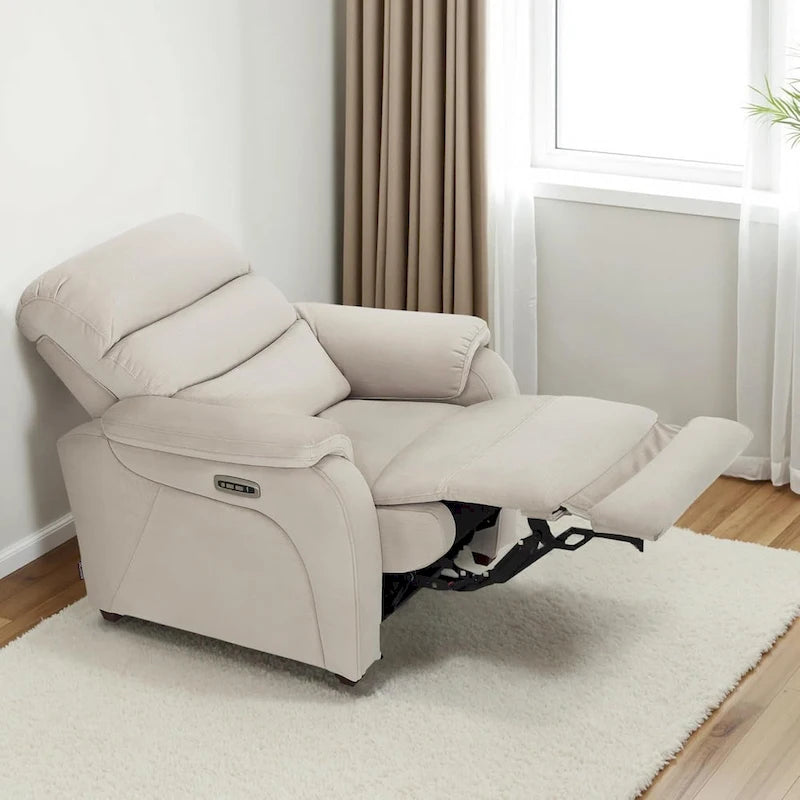 MCombo Zero Wall-Hugger Power Recliner Chair with Adjustable Headrest, Perfect for Small Spaces and RV, Fabric ST257