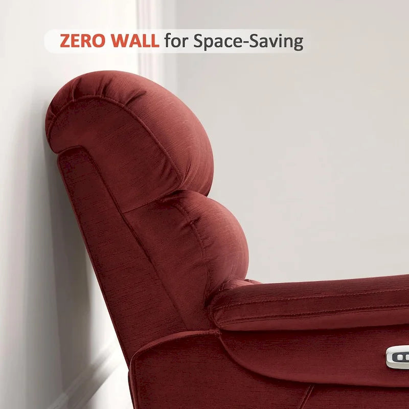 MCombo Zero Wall-Hugger Power Recliner Chair with Adjustable Headrest, Perfect for Small Spaces and RV, Fabric ST257
