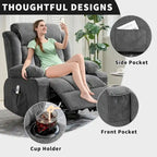 Recliner Chair, Rocking Chairs with Massage and Heat, Side Pockets and Cup Holder
