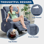Recliner Chair, Rocking Chairs with Massage and Heat, Side Pockets and Cup Holder