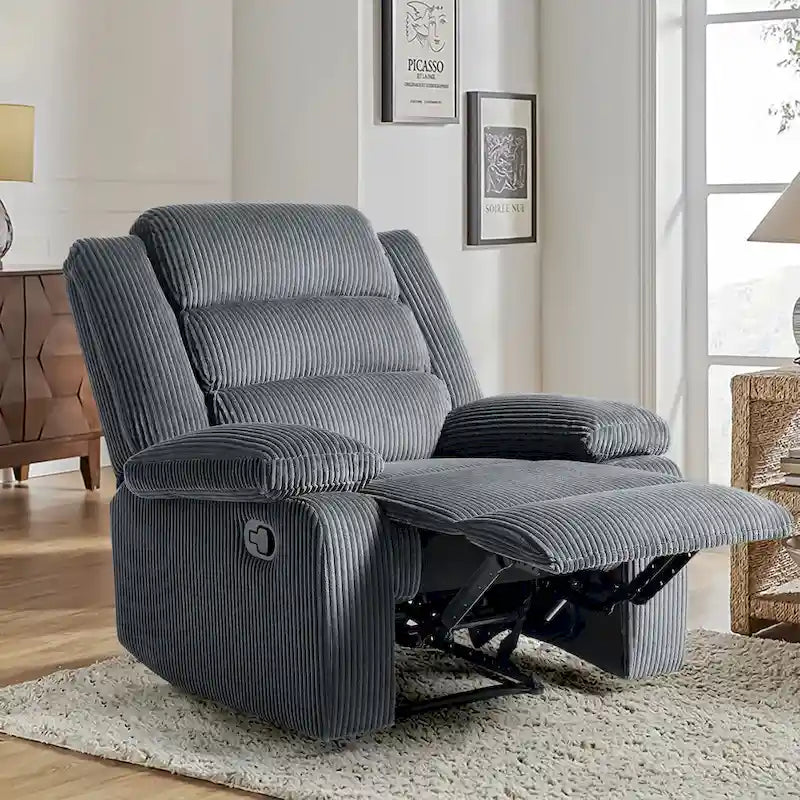 Modern 36 W Cotton/ Corduroy Push Back Manual Recliner Chair
