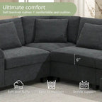 128 Chenille U-Shaped Sectional Sofa with Storage & USB
