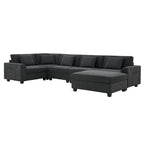 128 Chenille U-Shaped Sectional Sofa with Storage & USB