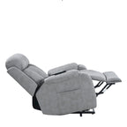 Grey Wide Seat Power Lift Recliner for Seniors with Remote Control, Side Pocket, and Adjustable Recline Options