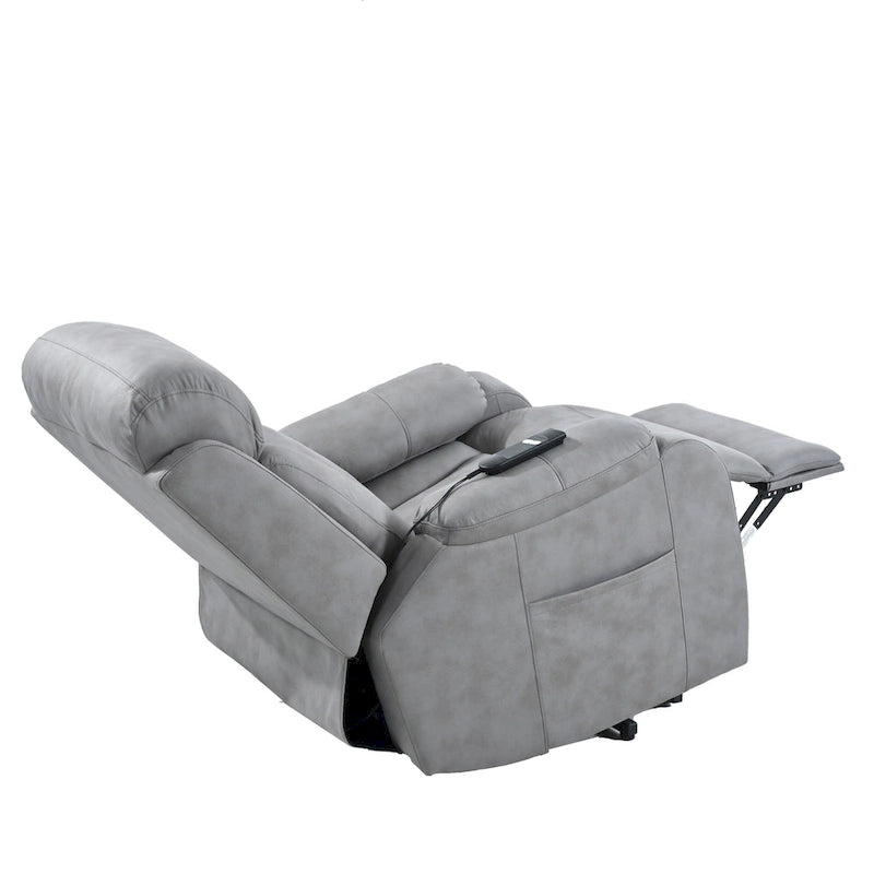 Grey Wide Seat Power Lift Recliner for Seniors with Remote Control, Side Pocket, and Adjustable Recline Options
