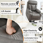 Grey Wide Seat Power Lift Recliner for Seniors with Remote Control, Side Pocket, and Adjustable Recline Options
