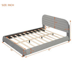 Queen Velvet Upholstered Bed with Adjustable Back