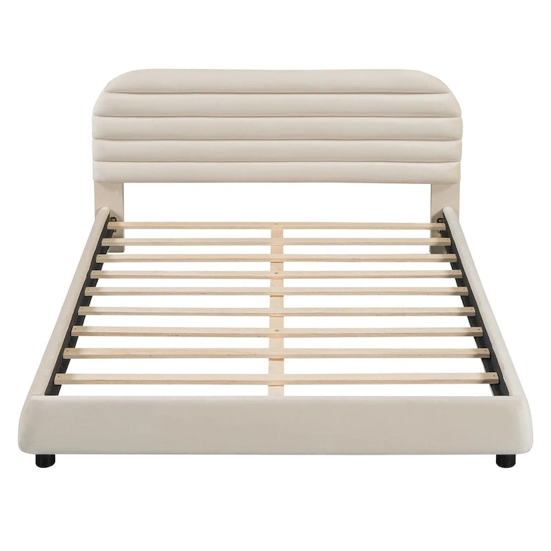 Queen Velvet Upholstered Bed with Adjustable Back