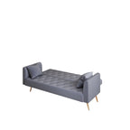 Tufted Grey Upholstered Convertible Double Folding Sofa Bed - 19.00 x 71.00 x 30.00