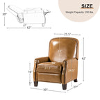 Gladis Modern Retro Genuine Leather Recliner with Nailhead Trim by HULALA HOME