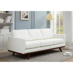Chester Leather 3-Seater Sofa with Birch Wood Base Modern Living Room Couch with Removable Cushions - 83