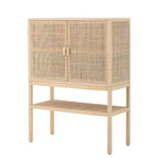 Woven Rattan and Wood Cabinet with 2 Doors