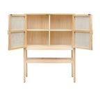 Woven Rattan and Wood Cabinet with 2 Doors