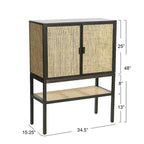Woven Rattan and Wood Cabinet with 2 Doors