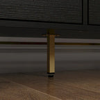 61.4W Modern Black Dresser with 9 Spacious Drawers - Gold Handles