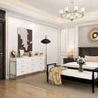 61.4W Modern Black Dresser with 9 Spacious Drawers - Gold Handles