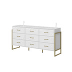 61.4W Modern Black Dresser with 9 Spacious Drawers - Gold Handles