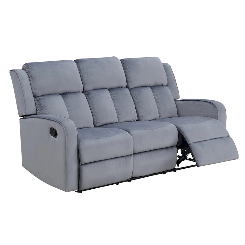 Dale Blue-grey Fabric Upholstered Reclining Sofa