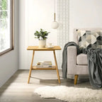 Roundhill Furniture Arona Mid-Century Modern Wood End Table with Shelf