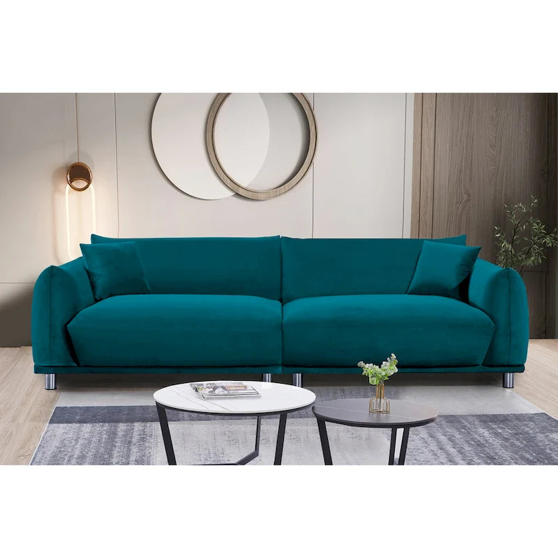 US Pride Furniture 88.2W Metal-Legs Velvet Fabirc Foam Sofa