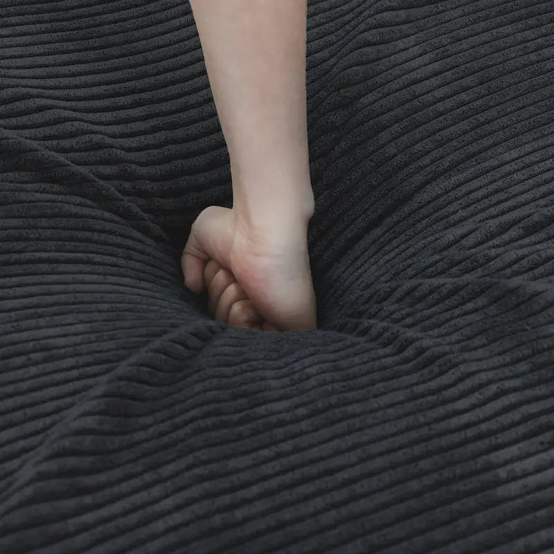 142 L-shape Oversized Corduroy Sectional Sofa Classic Deep Couch with Ottoman