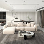 142 L-shape Oversized Corduroy Sectional Sofa Classic Deep Couch with Ottoman