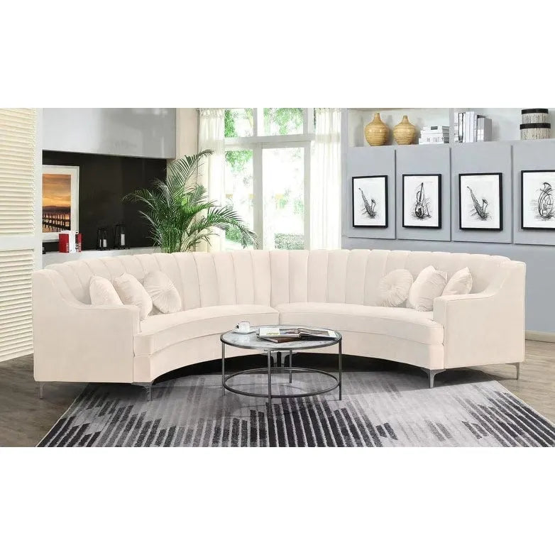 142Velvet Fabric Curve Sectional Sofa - 142