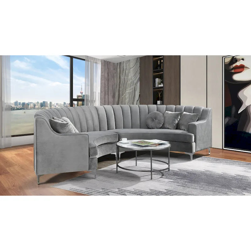 142Velvet Fabric Curve Sectional Sofa - 142
