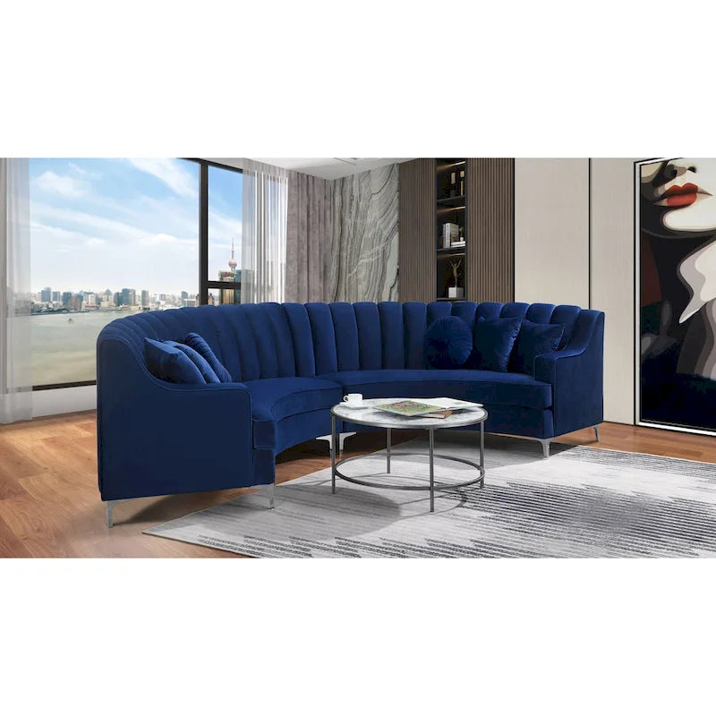 142Velvet Fabric Curve Sectional Sofa - 142