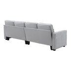 104Upholstered Sofa Couch with Armrest Pockets and 4 Pillows, 4-Seater Modern Linen Fabric Sofa Minimalist Style Couches