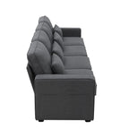 104Upholstered Sofa Couch with Armrest Pockets and 4 Pillows, 4-Seater Modern Linen Fabric Sofa Minimalist Style Couches