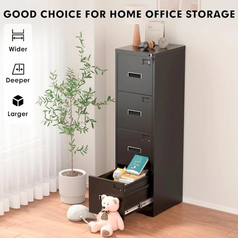 18 Deep 4 Drawers Vertical Metal Locking File Cabinet with with 4 Adjustable Hanging Frame for Home Office