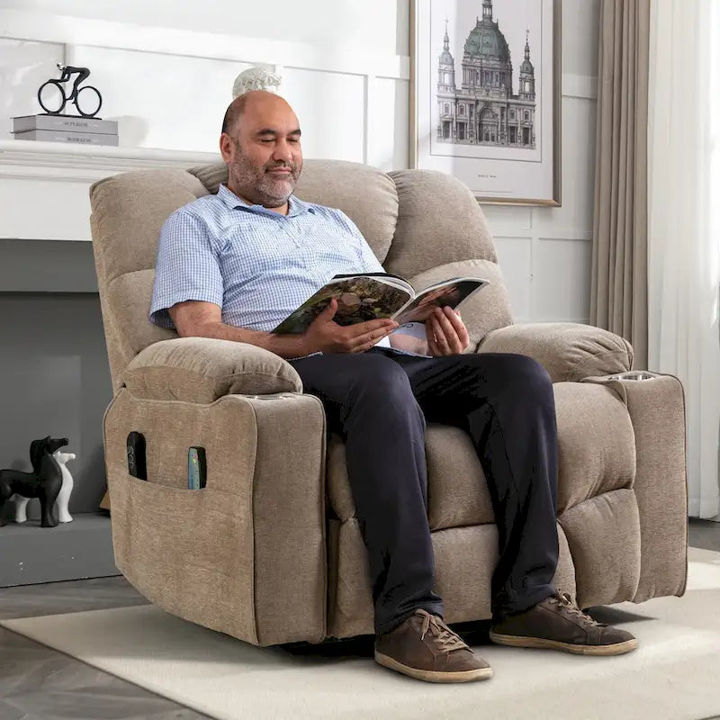 Power Lift Recliner Chair With Electric Massage And Heat For Elderly With 2 Cup Holders