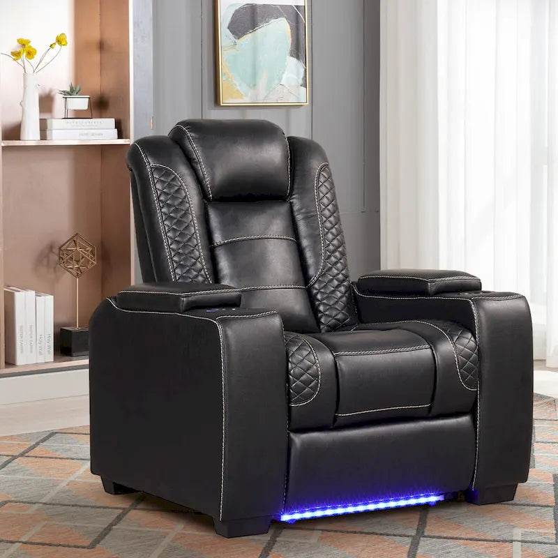 Electric Recliner Adjustable Headrest with USB Ports and Cup Holders Home Theater Seating Reclining Chair Hidden Arm Storage