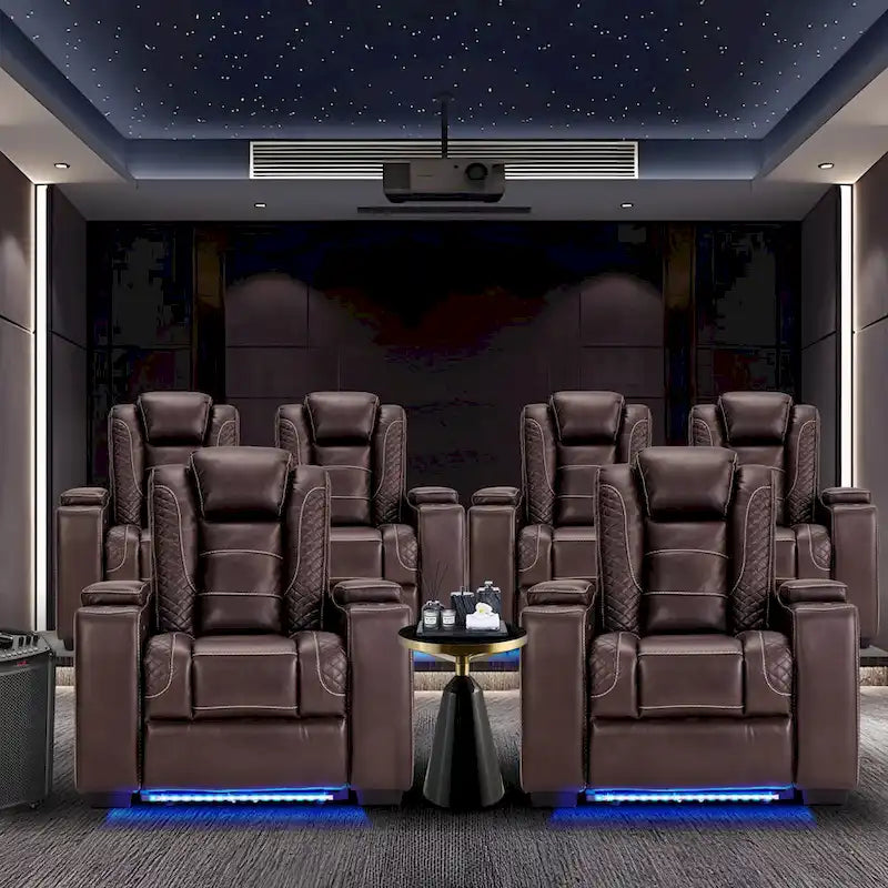 Electric Recliner Adjustable Headrest with USB Ports and Cup Holders Home Theater Seating Reclining Chair Hidden Arm Storage