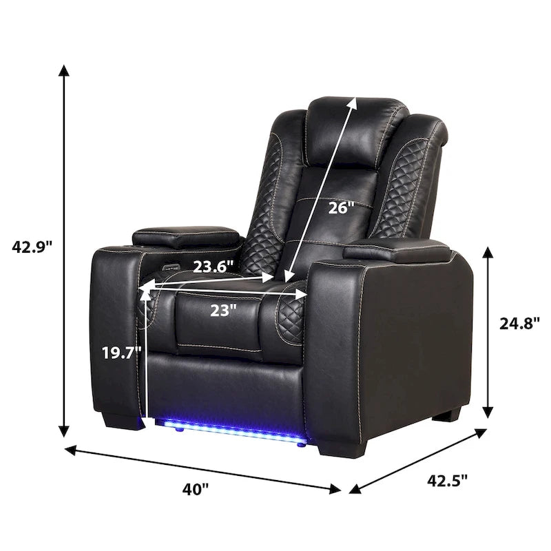 Electric Recliner Adjustable Headrest with USB Ports and Cup Holders Home Theater Seating Reclining Chair Hidden Arm Storage