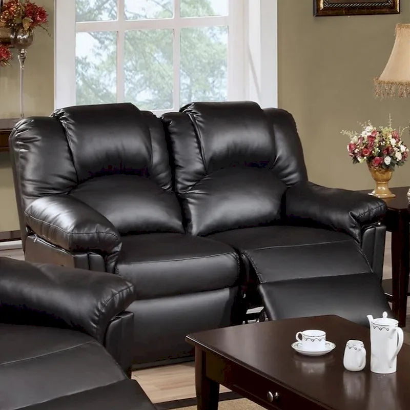 Bonded Leather Recliner Loveseat Black