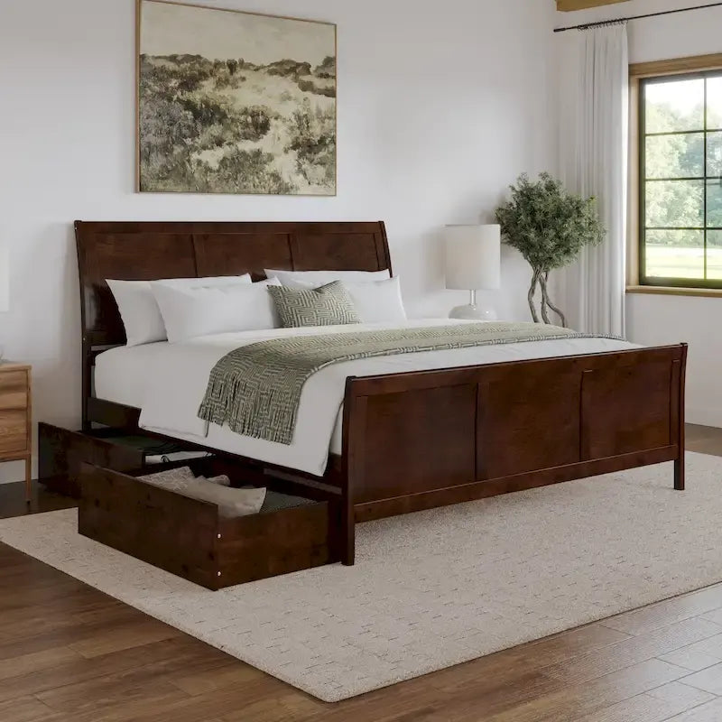 AFI Portland Platform Bed with Matching Footboard & Storage Drawers