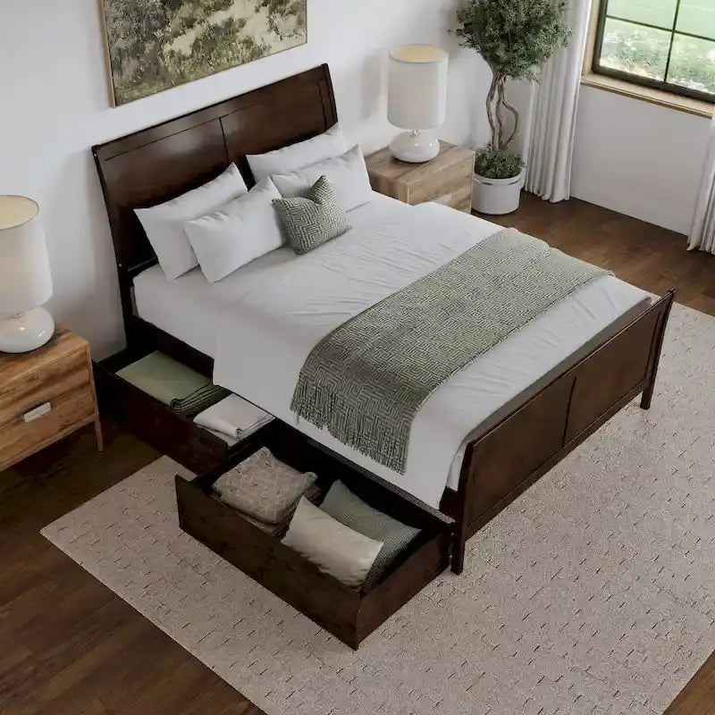AFI Portland Platform Bed with Matching Footboard & Storage Drawers