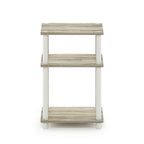 Furinno Just 3-Tier Turn-N-Tube End Table, Sonoma Oak/White