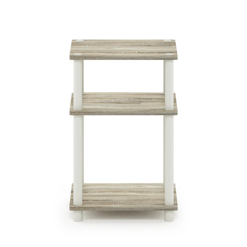 Furinno Just 3-Tier Turn-N-Tube End Table, Sonoma Oak/White