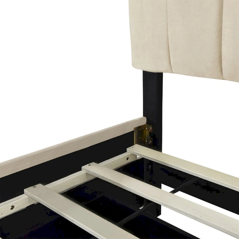 Merax Queen Size Velvet Upholstered Platform Bed with 2 Drawers and 1 Twin XL Trundle